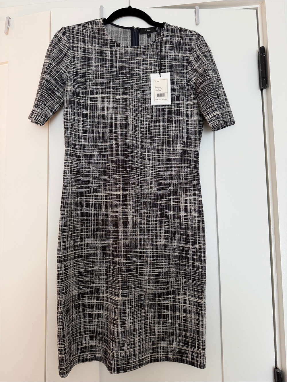 Theory NWT Navy & White Crosshatch Sheath Dress